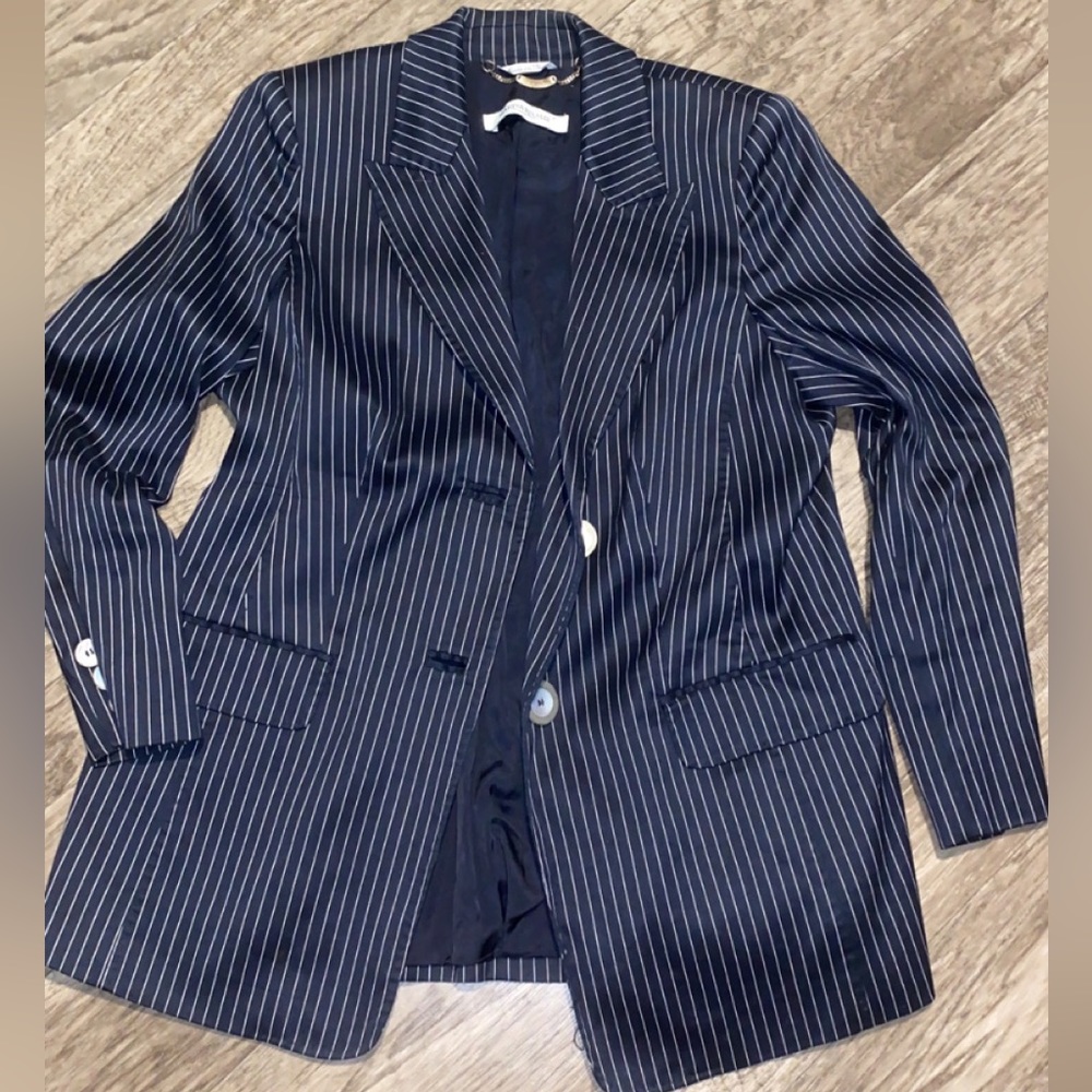 Marina Rinaldi blue striped blazer size 21(L/12)